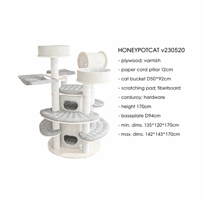 Luxury Huge Cat Climbing Frame Cat House Cat Tree Solid Wood With Spiral Tower Premium Cat Furniture Shipping in 30 Days