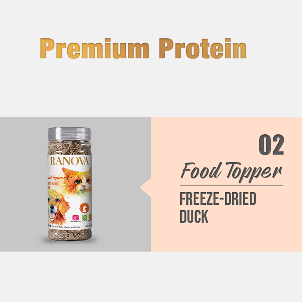 RANOVA 100% Pure Meat Freeze-Dried Food Topper for Cats & Dogs